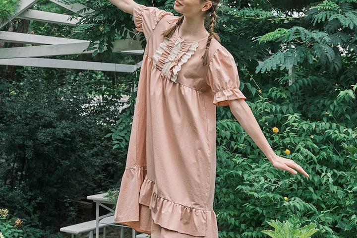 앤의 향기 반팔 원피스 핑크 (40수)