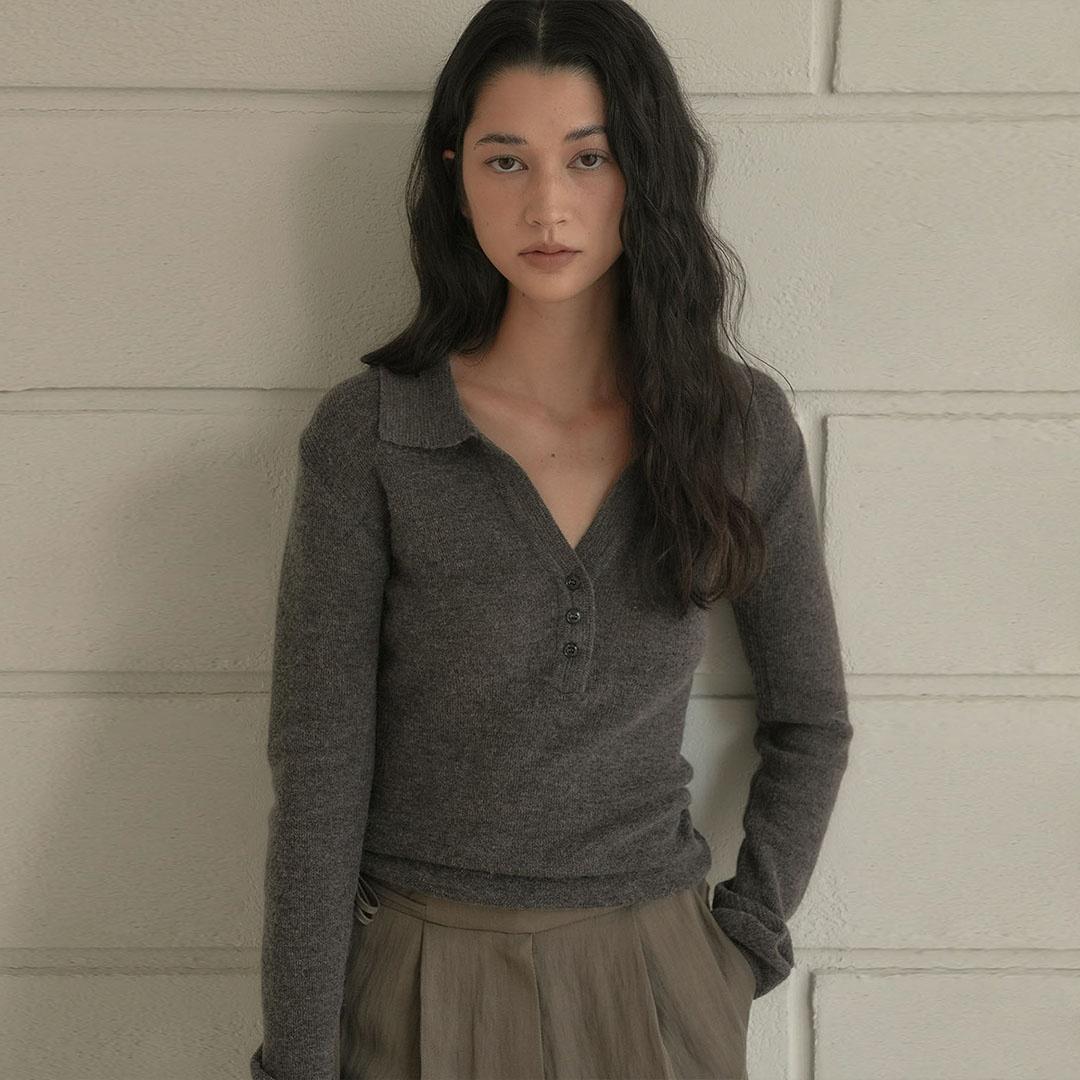 COLLAR ALPACA KNIT [ CHARCOAL ]
