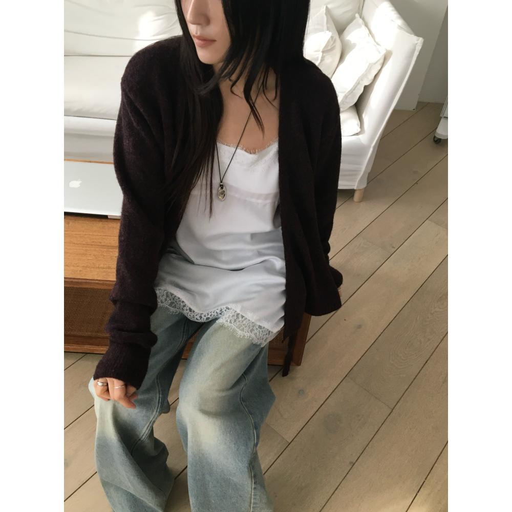 덴느 [연말룩✨/레이어드] 레이스 실키 슬립 원피스 (3color)