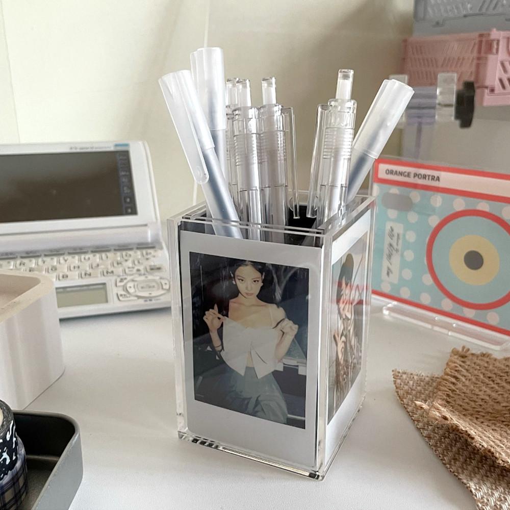 투명 폴라로이드 아크릴 연필꽂이 펜홀더 아이돌 포카 포토카드 파샤코레 책상 정리용품