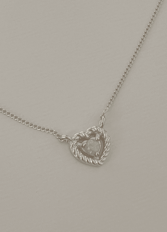[silver925] green opal heart necklace