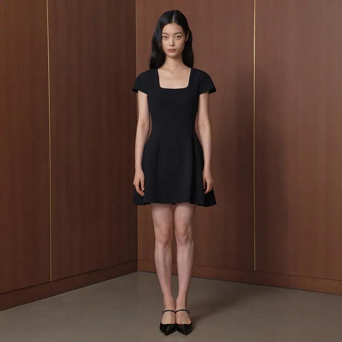 Square Neck Waltz Mini One-piece_black