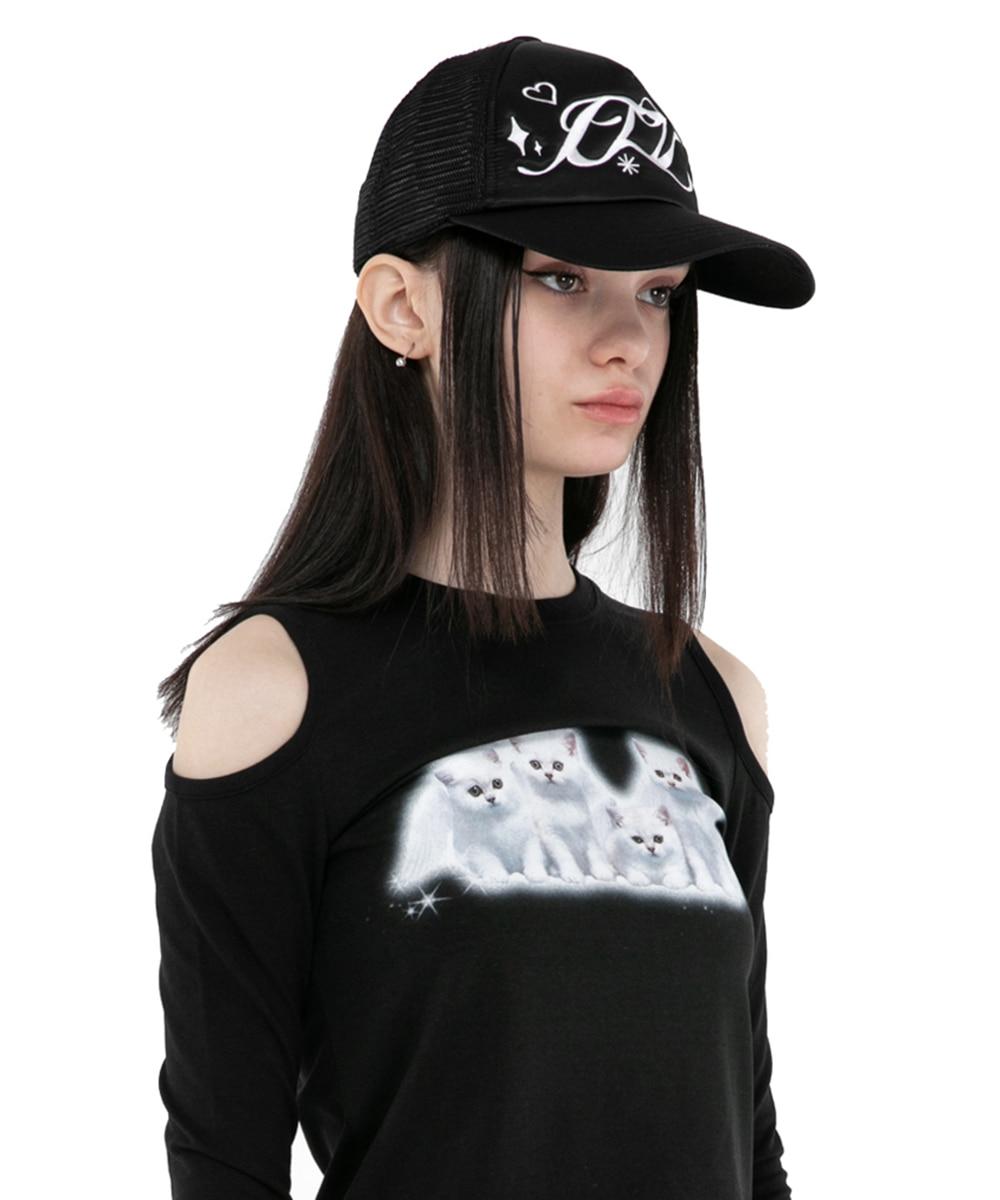 IZV SATIN LOGO MESH CAP BLACK