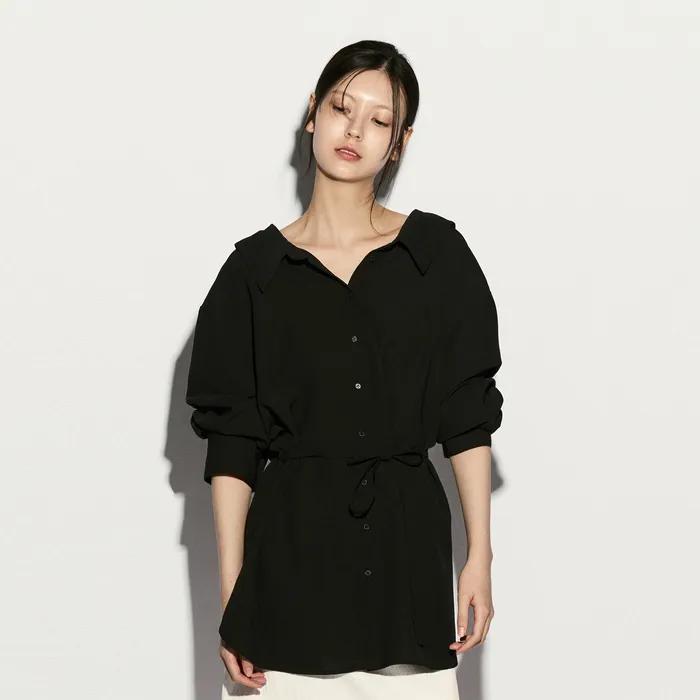 OFF-SHOULDER TIE-WAIST SHIRTS