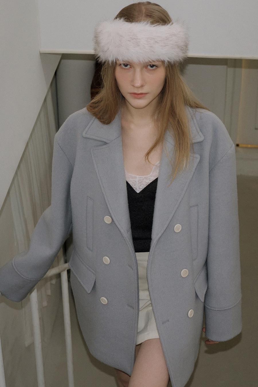 [예약배송 12/18 순차적 출고]WOOL DOUBLE HALF COAT - SKYBLUE