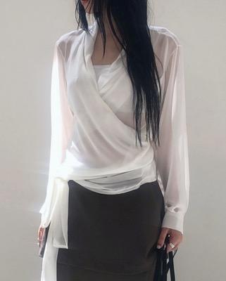 robe chiffon see-through blouse (3color)