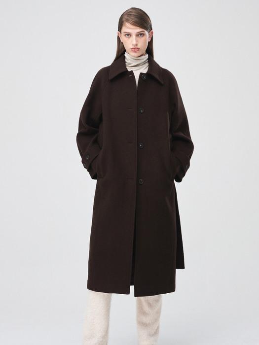 Raglan Single Wool Coat, Brown