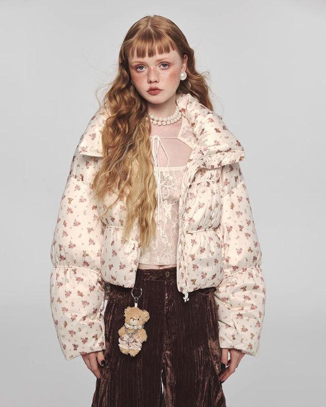 1JINNSTUDIO 플로랄 크롭 다운자켓 (2 컬러)