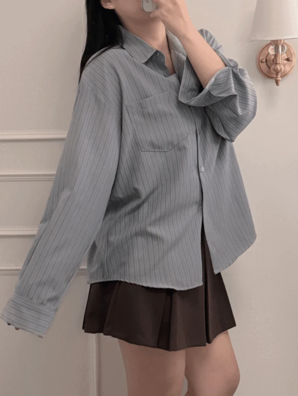 포난 스트라이프 겉기모 셔츠