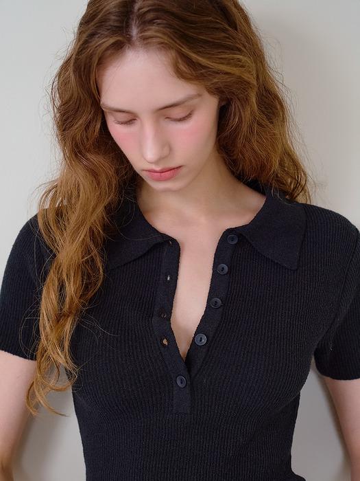 SLIM SUMMER BOUCLE POLO KNIT TEE (5COLOR)