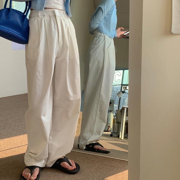 밴딩 힙센 와이드 루즈 팬츠