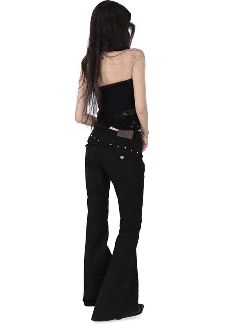 [6월중순입고] LOOK BACK STUD RIVET FROWN POCKET REAL BOOTCUT 룩 백 스터드 리벳 찡 포켓 리얼 부츠컷