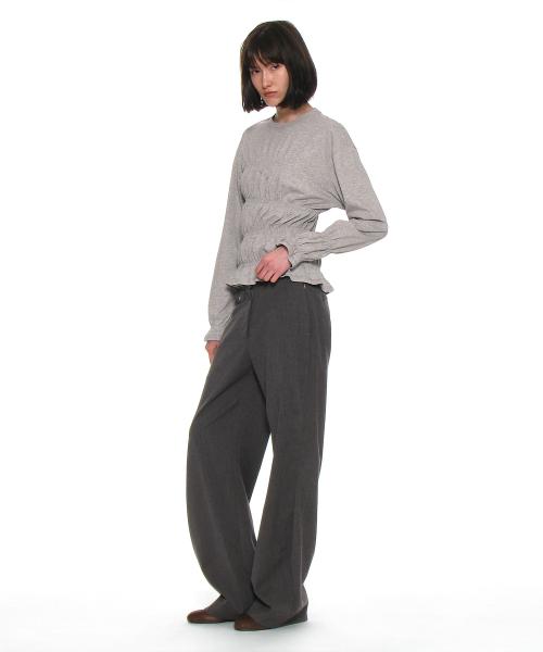 컷아웃 웨이스트 트라우저_차콜 멜란지