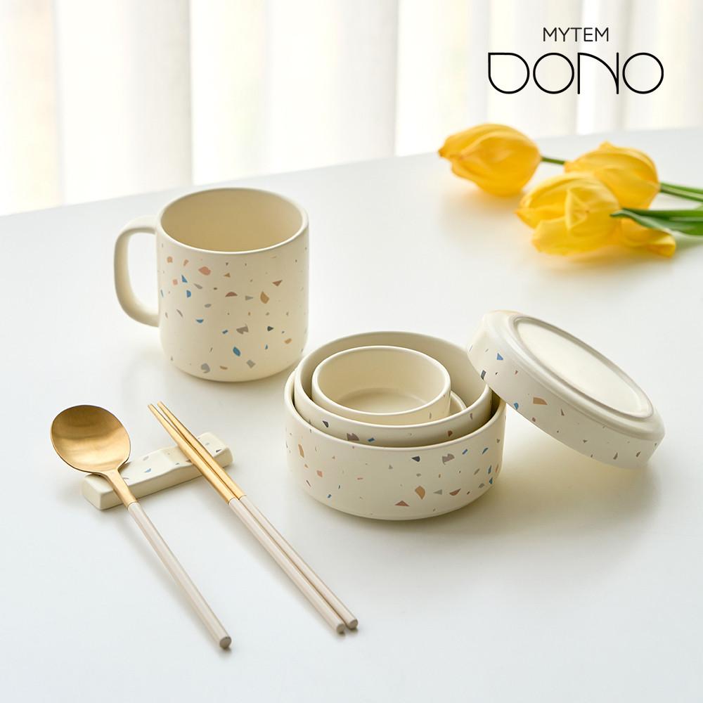 마이템 도노 테라조 도자기 그릇 식기 세트 7P 크림바닐라