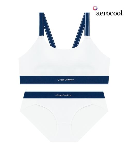 컬러하모니 에어로쿨 스포츠브라 팬티 세트_화이트