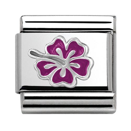 COMPOSABLE Classic SYMBOLS in stainless steel enamel and silver 925 (hibiscus Fuchsia) 330202/23