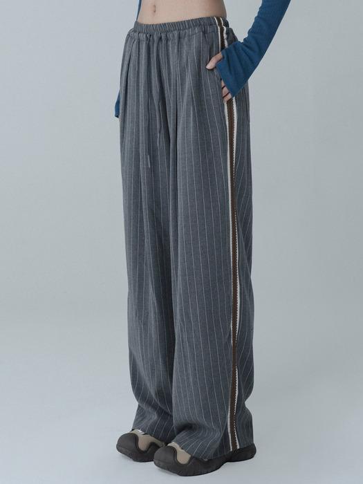 STRIPE EDGELINE WIDE PANTS_GRAY