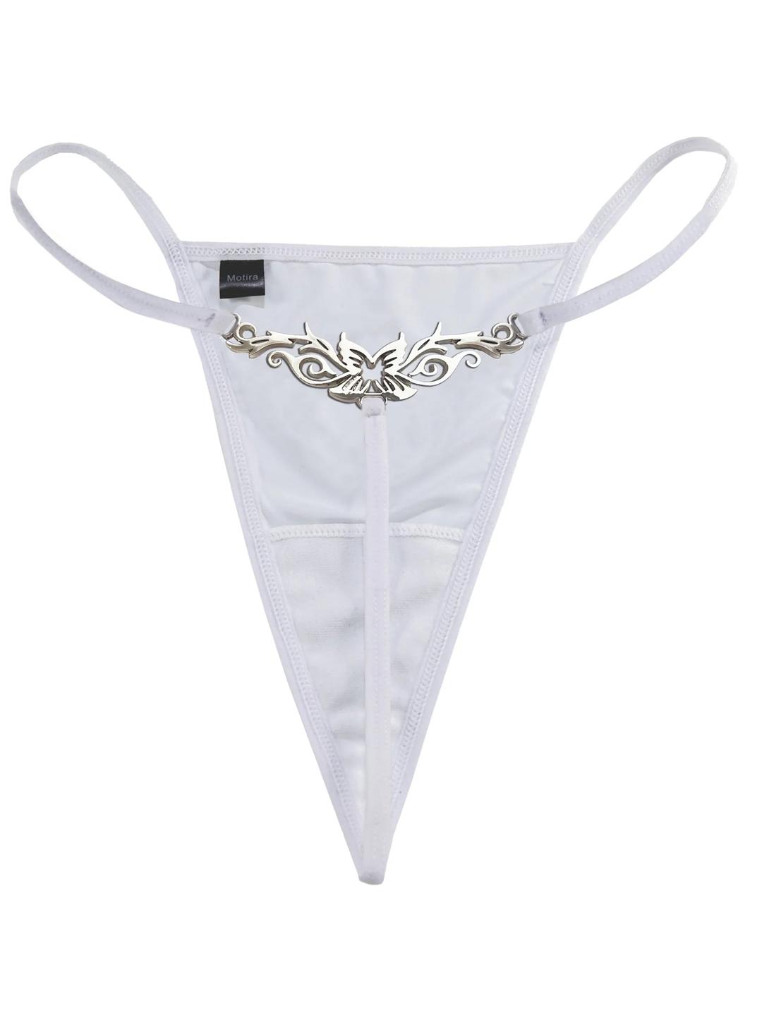 Butterfly tattoo thong | White - XS