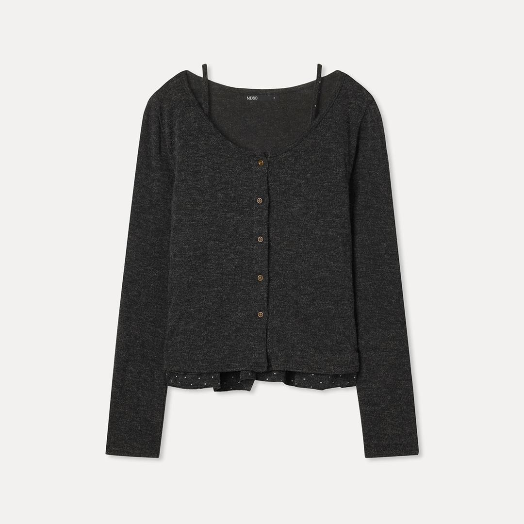 미쏘 [세트] 도트 나시 가디건 셋업 RE CMG31SS_MIWCMG31QS