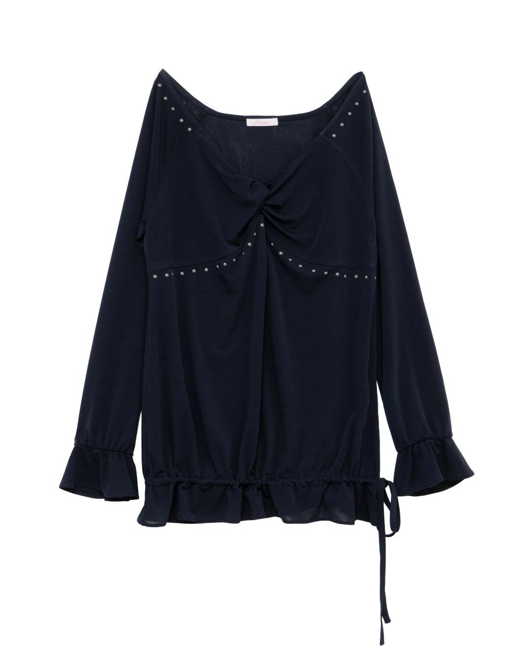 Twist Ruffle Blouse (Navy)