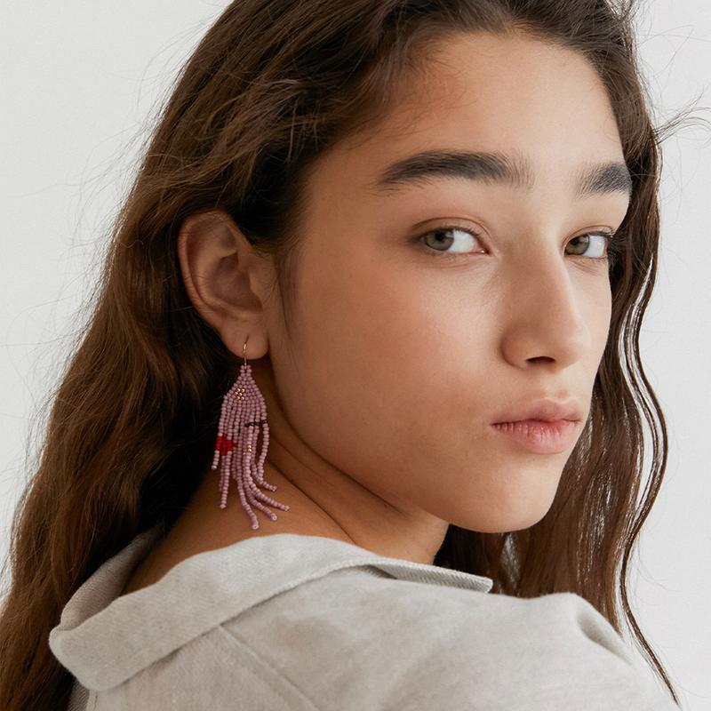 Pink Cotton 비즈 귀걸이