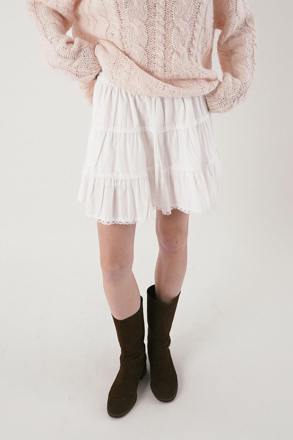 Sheer lace skirt_ivory