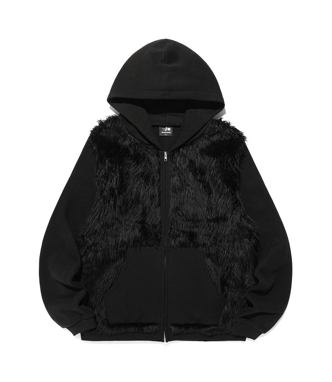 fur yeti hoodie zip up[black]