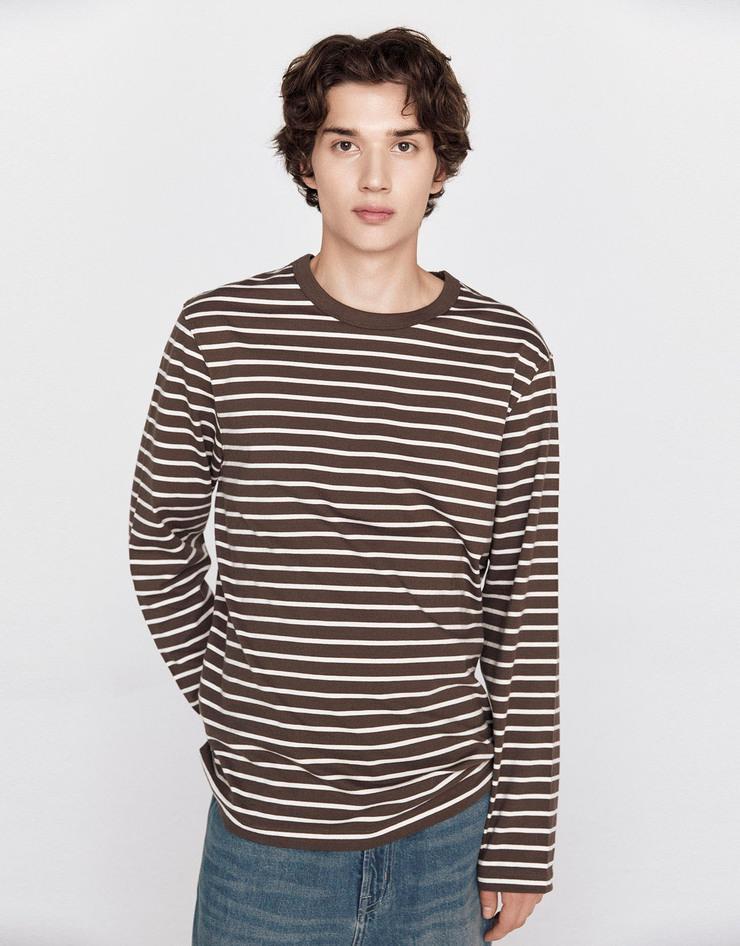 NEW 남자 스트라이프 긴팔 티셔츠