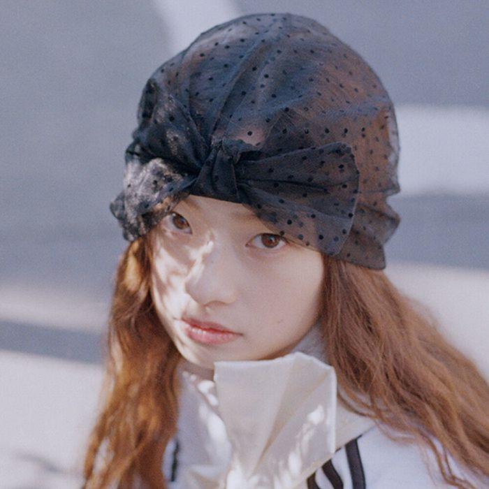 POLKA DOT TURBAN IN BLACK