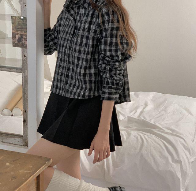 [기모] 루즈핏 체크 셔츠 4colors 크롭 숏 남방 겨울_코브리조_2