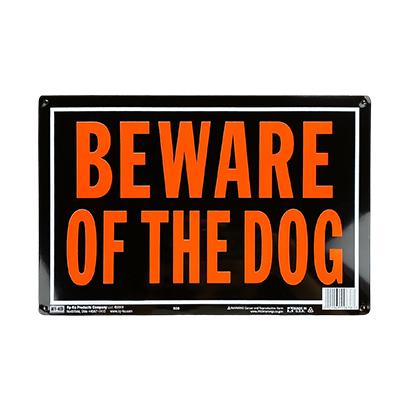 Beware of the dog aluminum sign blk/orange