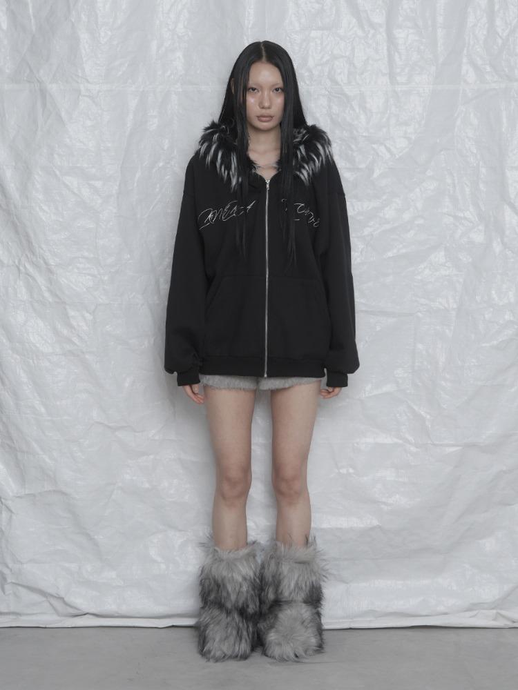 [mnem] Skunk Fleece Hoodie Zip-Up