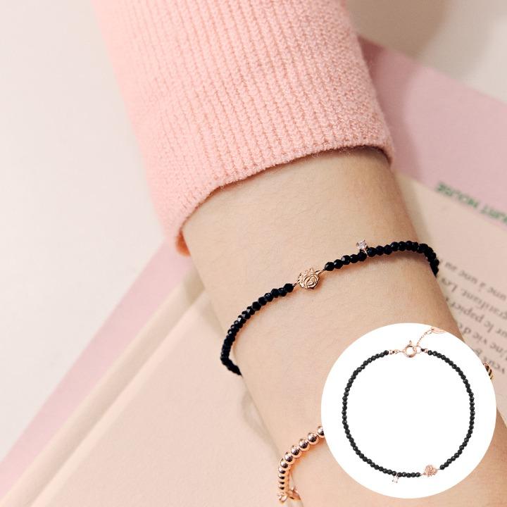 [로즈몽] 실버 블랙 비즈 팔찌 라비앙로즈 RA24D37K