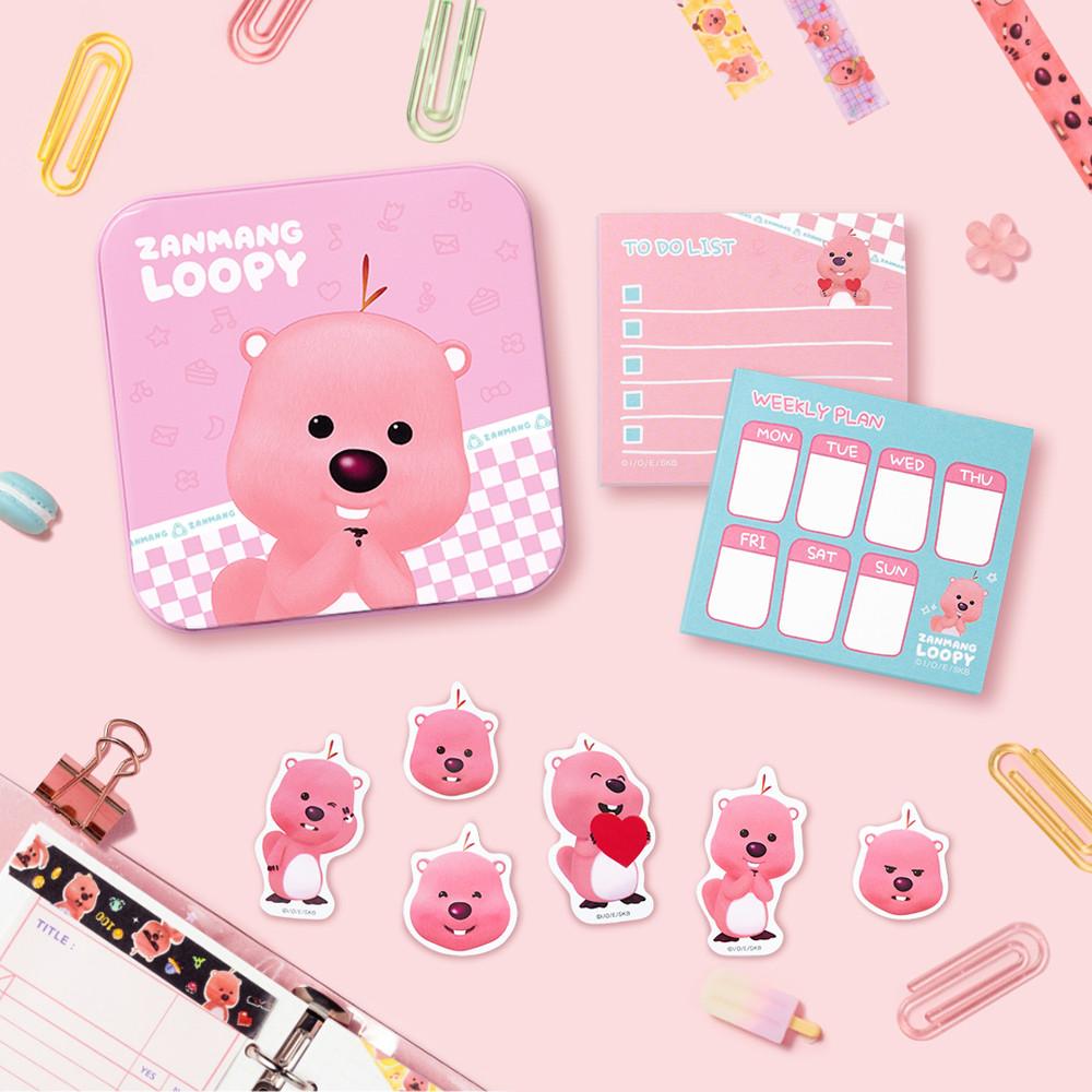 💕신상💕 잔망루피 틴케이스& 플래너메모지 세트