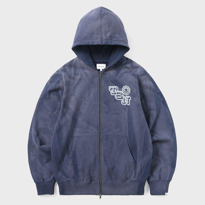 Faded Zip Up Hoodie Navy