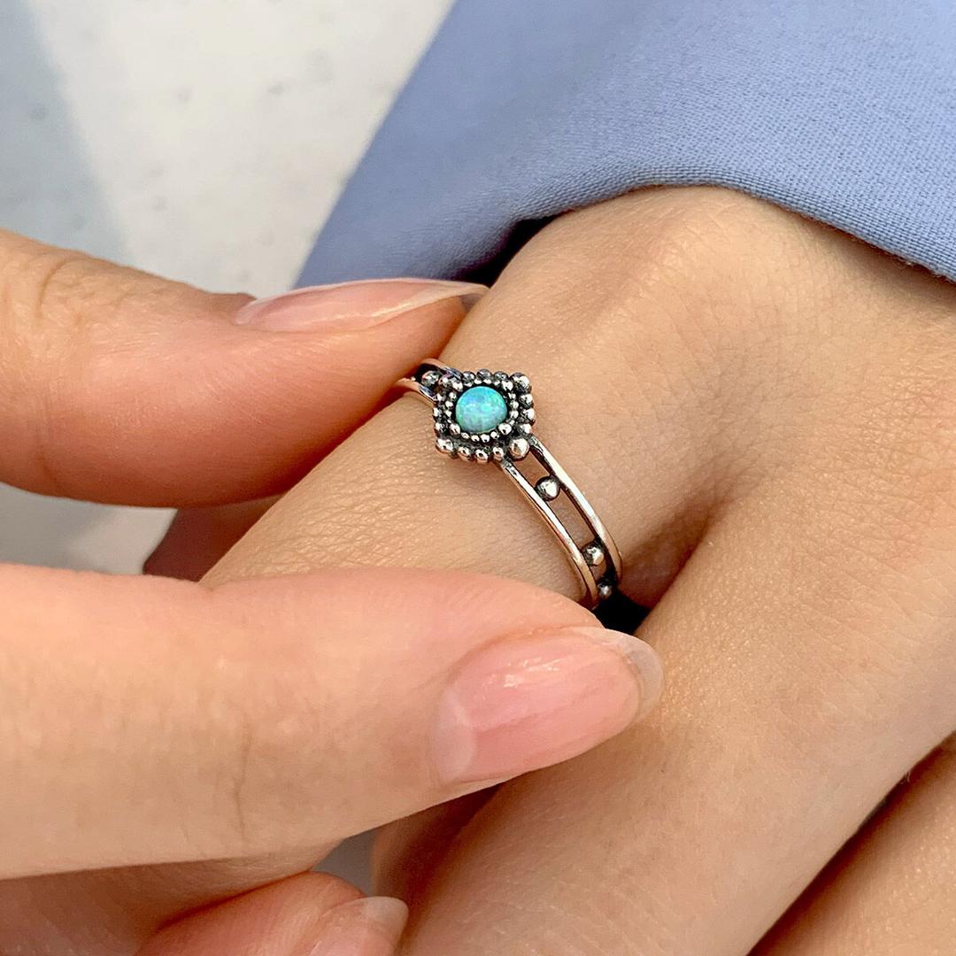 925실버 오팔 장미석 원석반지 페리스/ Feliz