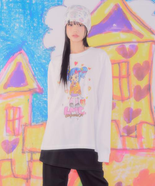 LMC X SOULPUSSSYCAT CANDY GIRL LONG SLV TEE white