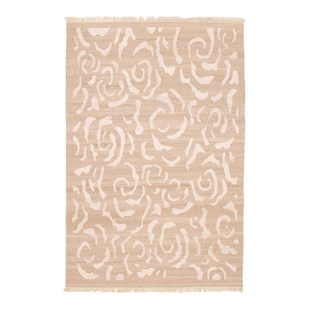 Hand woven Ankara FW Taupe Wool Kilim (157cm x 244cm)