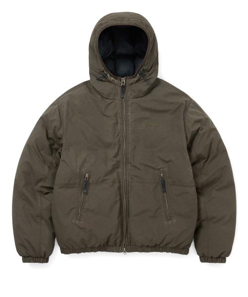 Washed Down Puffer Jacket Olive Brown