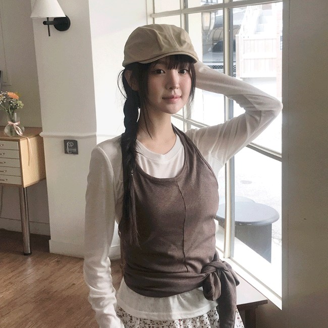 [나시+롱슬리브/세트🩰] 홀터레이어드긴팔티set (5color)