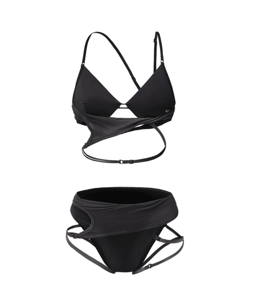 Layered Mesh Strap Bikini / Black