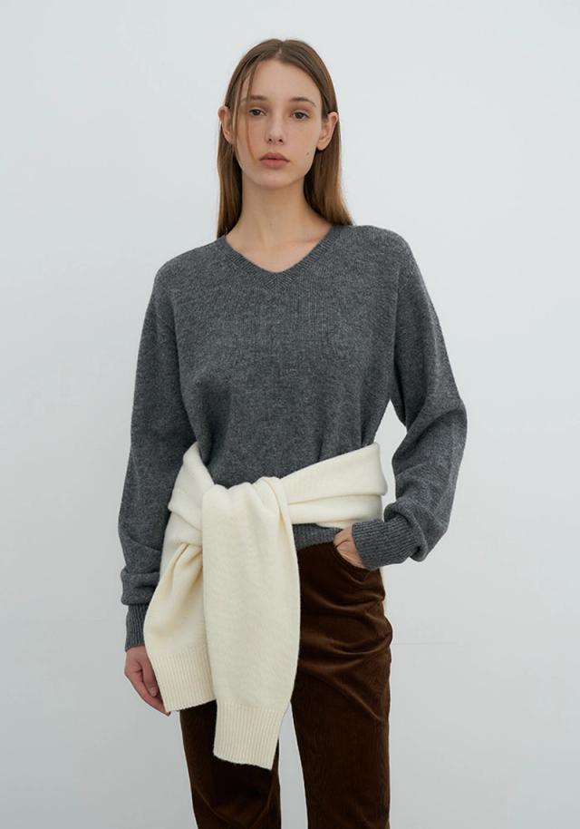 verbom - Wool V-Neck Knit_Gray