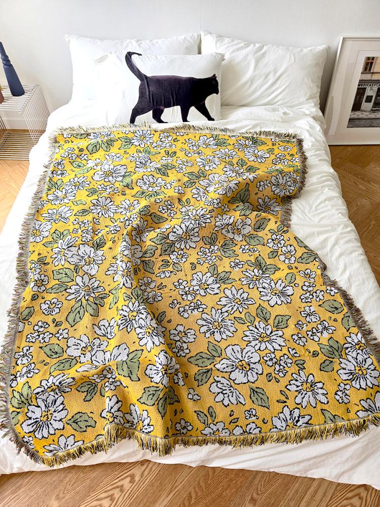 블랑쉬 옐로우 플라워 블랭킷 빈티지 블랭킷