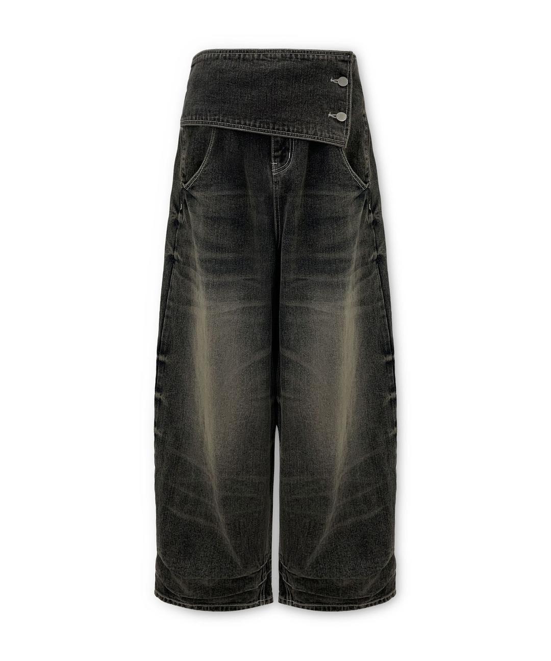 0104 빅 벨트 워싱 데님 팬츠 (Black Washed)