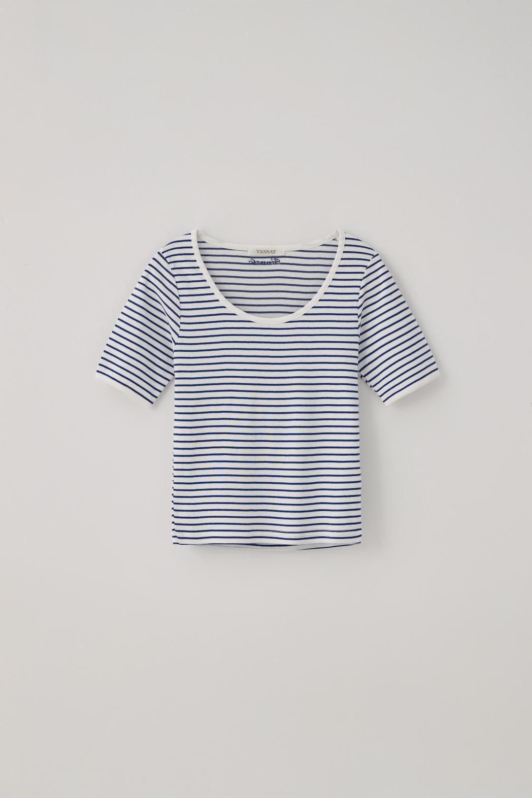 T/T Cotton stripe half t-shirt (blue)