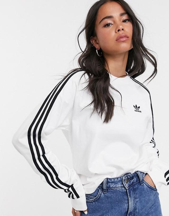 아디다스 오리지널 adicolor three stripe 화이트 긴팔티