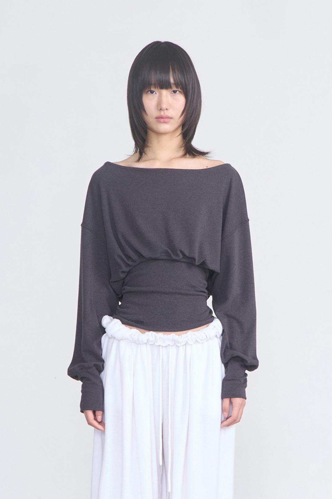 Draped Back Top _ Charcoal