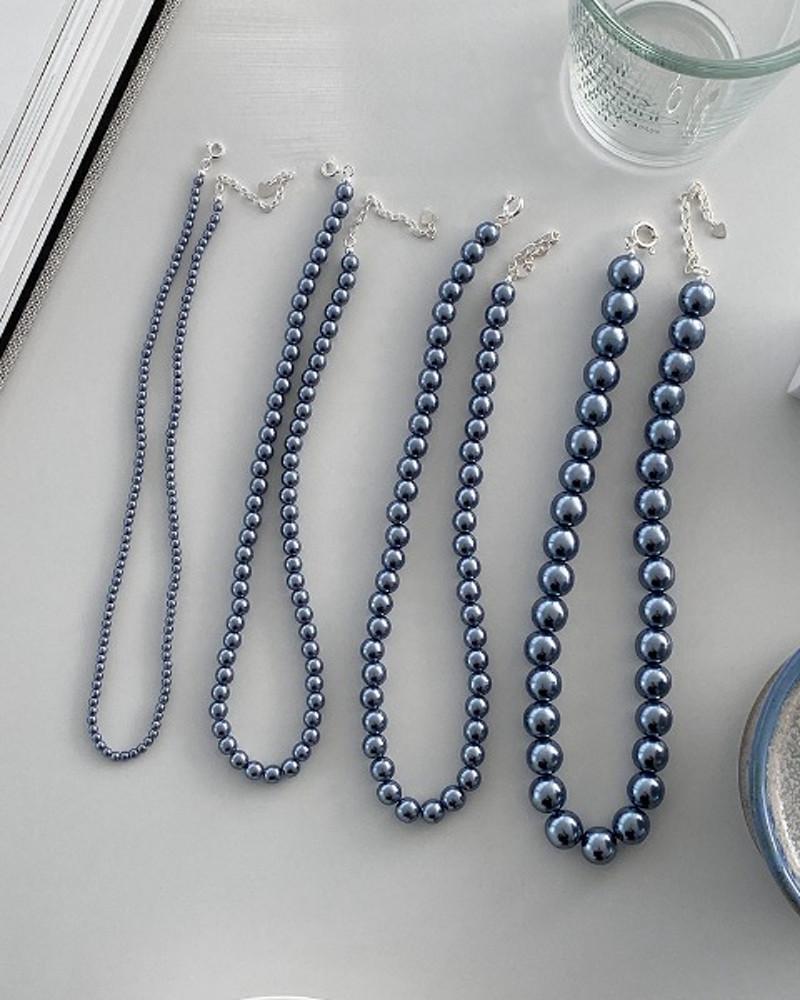 블루 스와로브스키 진주 목걸이 왕진주 볼드 데일리 3mm 6mm 8mm 12mm