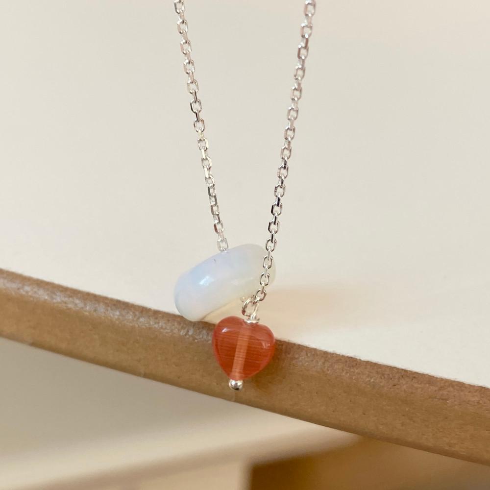 925실버 천연석 오팔라이트&하트 목걸이 ver.2