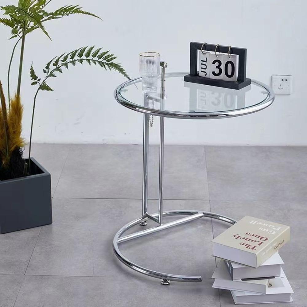 투명 유리 사이드 테이블 협탁 거실 카페 탁자 원형 라운드 미러 인테리어 커피